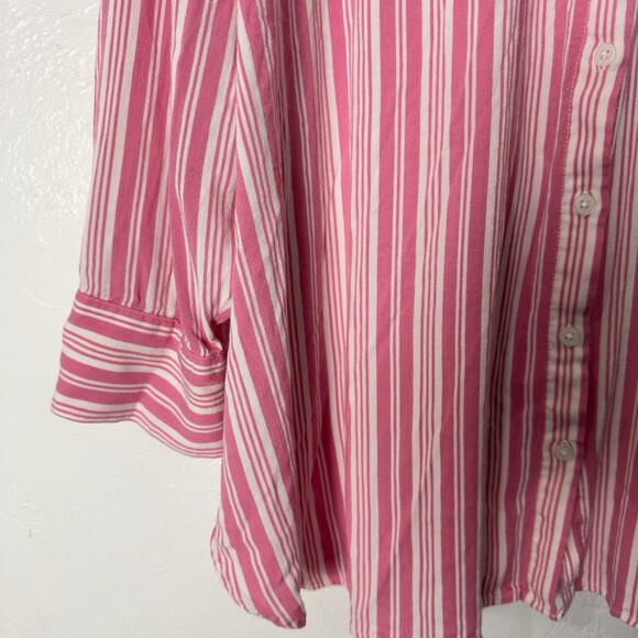 Torrid Striped Rayon Slub Drop Shoulder Button Up Top Shirt Womens Size 4X - Picture 7 of 7